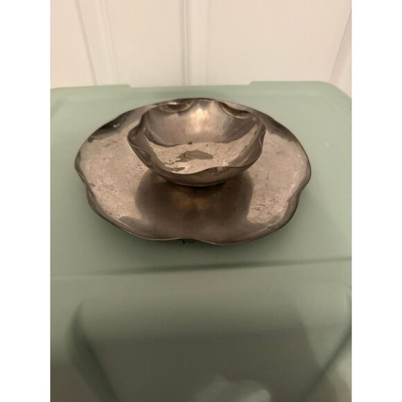 Vintage Nutmeg Pewter SWR | Scalloped Bowl and Plate Set - Picture 1 of 10
